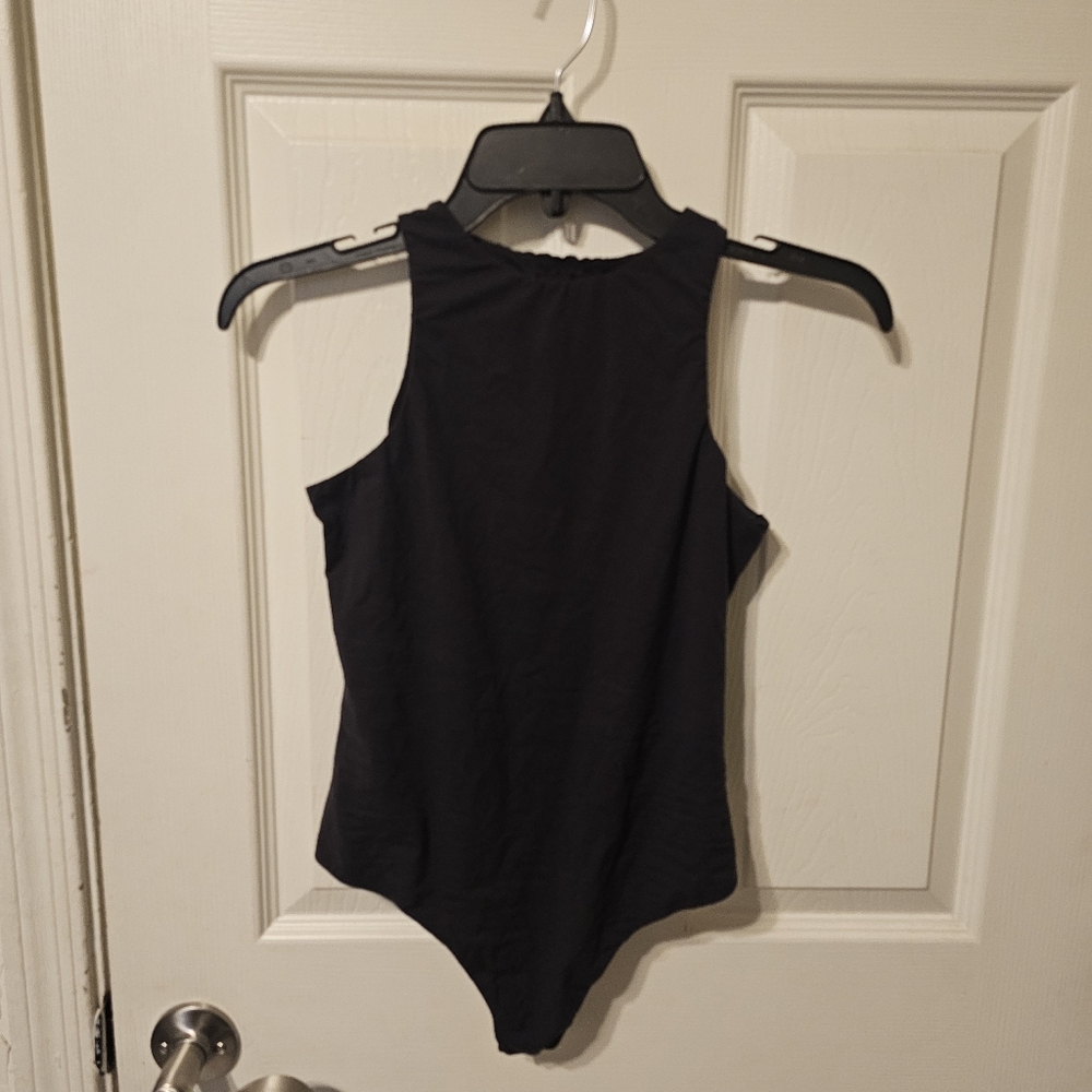 SKIMS Black High Neck Bodysuit SzL